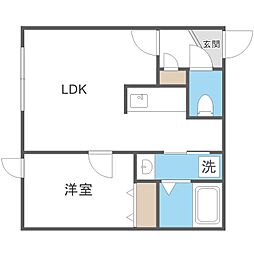 ＮＯＲＴＨ　ＬＩＦＥ美園 2階1LDKの間取り
