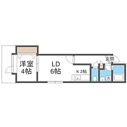 バス 月寒東3条16丁目下車 徒歩2分の賃貸アパート 2階1LDKの間取り