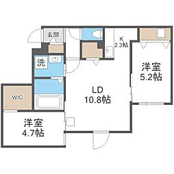 札幌市中央区南六条西22丁目マンション 2LDKの間取図画像