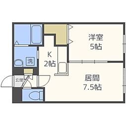 ノースパインハイム 3階1LDKの間取り