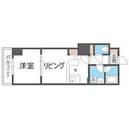 ビッグパレス南6条 9階1LDKの間取り
