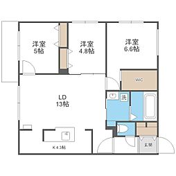 Ｇａｒｂｏ月寒 2階3LDKの間取り