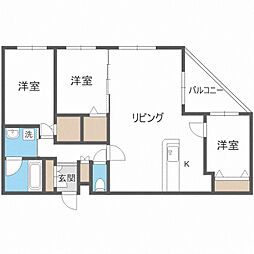 カカオ円山 4階3LDKの間取り