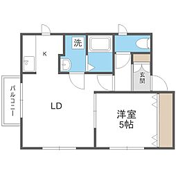 プライム4・4 3階1LDKの間取り