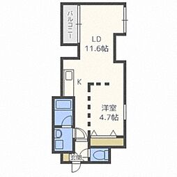 札幌中央レジデンス 3階1LDKの間取り