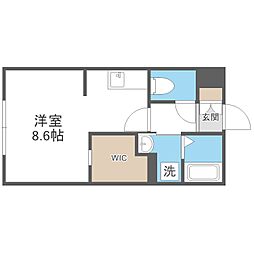 カレラ豊平2ｎｄ 2階1Kの間取り