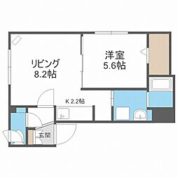グランミレニアム中の島通り 3階1LDKの間取り