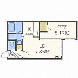 コローレＥ6 4階1LDKの間取り