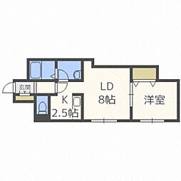 ヴィラフォーレスト本町 1LDKの間取図画像