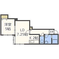 ビー・ブルー 1LDKの間取図画像