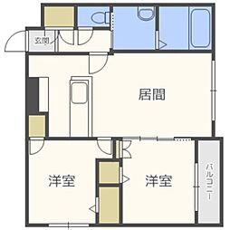 クレマティス円山 2LDKの間取図画像