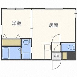 アール栄通 1LDKの間取図画像
