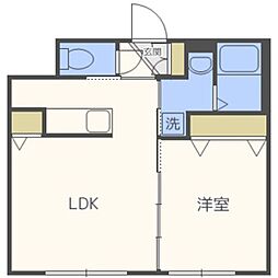 RITZGRANDE手稲駅前 1LDKの間取図画像