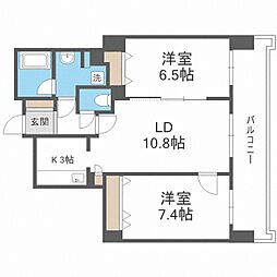 RESIDIA円山北五条 2LDKの間取図画像