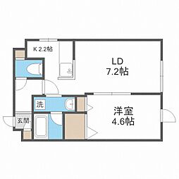 ブランノワール中の島 1LDKの間取図画像