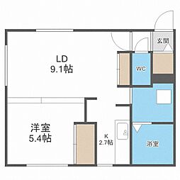 グリシーヌ南5条 1LDKの間取図画像