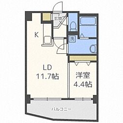 ビッグパレス中島公園リバーサイドB棟 1LDKの間取図画像