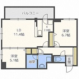 RESIDIA円山北五条 2LDKの間取図画像