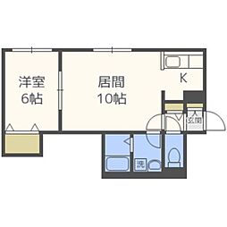 ノーブル円山 1LDKの間取図画像