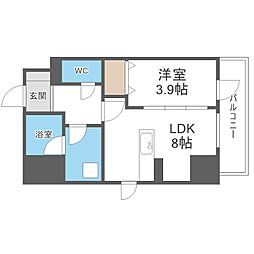 クリスタルガーデン栄町 1LDKの間取図画像