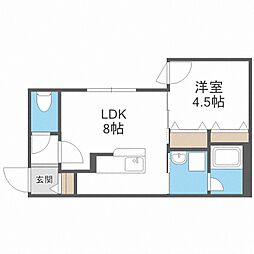 グランドサクセス北6条 1LDKの間取図画像