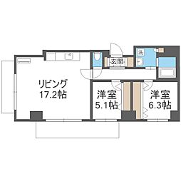 コンドー円山KIRARI 2LDKの間取図画像