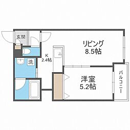 カカオ円山 1LDKの間取図画像