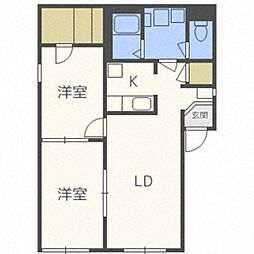 ディアス発寒中央C 2LDKの間取図画像