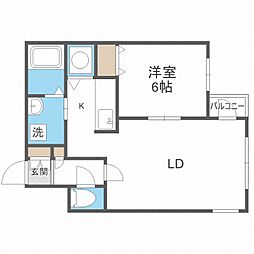 クラリス菊水 1LDKの間取図画像