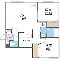 ソライエN36 2LDKの間取図画像