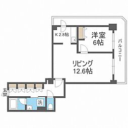 PRIMEURBAN札幌リバーフロント 1LDKの間取図画像
