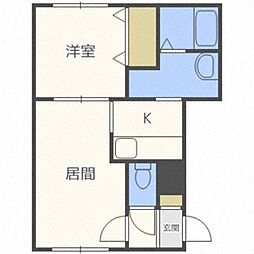 プルーフガーデン山の手 1LDKの間取図画像