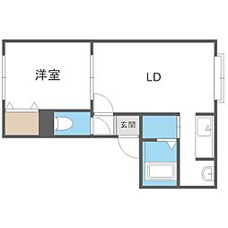 ケーズガーデン平岸 1LDKの間取図画像