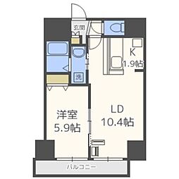 サンコート本郷通ガーデンヒルズ 1LDKの間取図画像