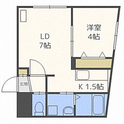 ラフィーネ平岸公園 1LDKの間取図画像