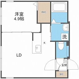S-FORT月寒 1LDKの間取図画像