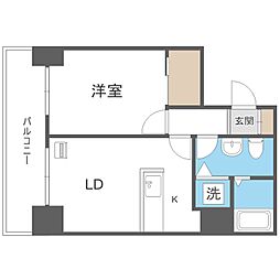 TEADA北4条 1LDKの間取図画像