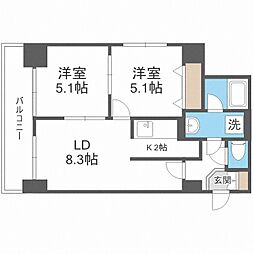 ラクラス札幌北7条 2LDKの間取図画像