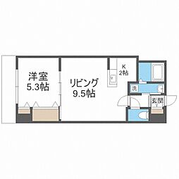 パークヒルズ白石 9階1LDKの間取り