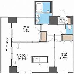 ヒルズガーデン東札幌 2LDKの間取図画像