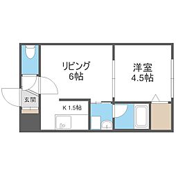 メビウス 1LDKの間取図画像
