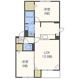 コンフォート平野 2LDKの間取図画像