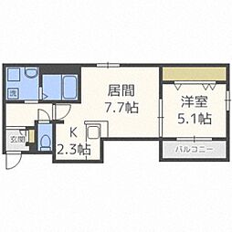 アビタN37 1LDKの間取図画像