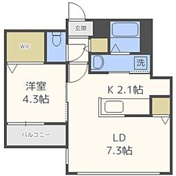 ルノンサッポロステーション 1LDKの間取図画像