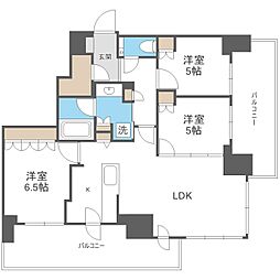 ザ・札幌タワーズウエストタワー 3LDKの間取図画像