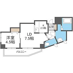 サンライン豊平 1LDKの間取図画像