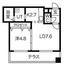 グラスN21 1LDKの間取図画像