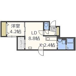 サンステージトヨヒラ3-3 1LDKの間取図画像