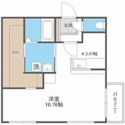 カレラ伏見 1Kの間取図画像