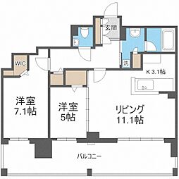 円山ザ・レジデンス 2LDKの間取図画像